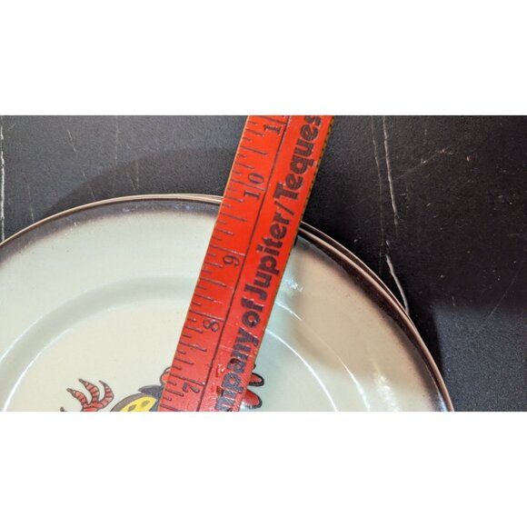 Vintage Metlox Poppytrail Red Rooster Ceramic Dinner Plate 10" Set Of 2 - Picture 5 of 7
